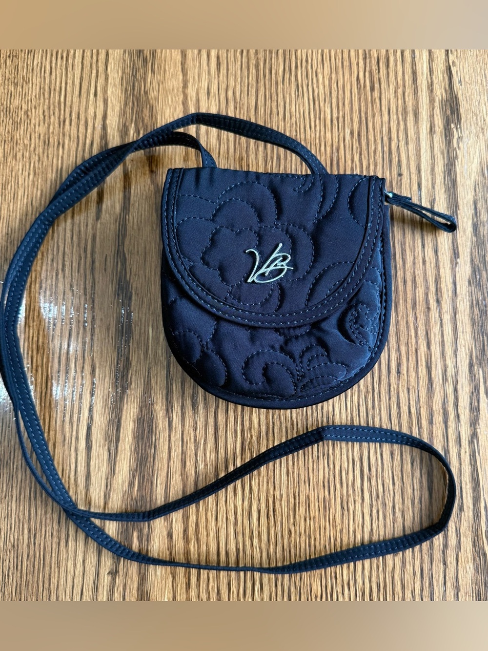 Vera Bradley Small Crossbody Mini Hipster/Belt Bag Black Quilted Travel Festival